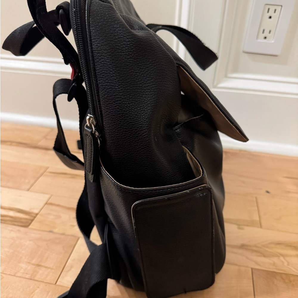 Babymel Black Faux Leather Convertible Diaper Backpack - Picture 5 of 7